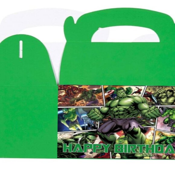 Birthday Party Favor Boxes, Green Comic Design Treat Boxes, Happy Birthday Theme - Picture 2 of 4